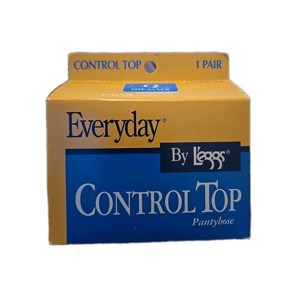 VTG NEW OLD STOCK 1997 Leggs Everyday "Size Q" Off Black Sheer Toe CONTROL TOP - Picture 1 of 3